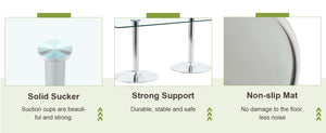 English Elm Table and Chair Set 10 Seat Tempered Glass Dining with Silver Metal Frames White+Silver W1151S04766
