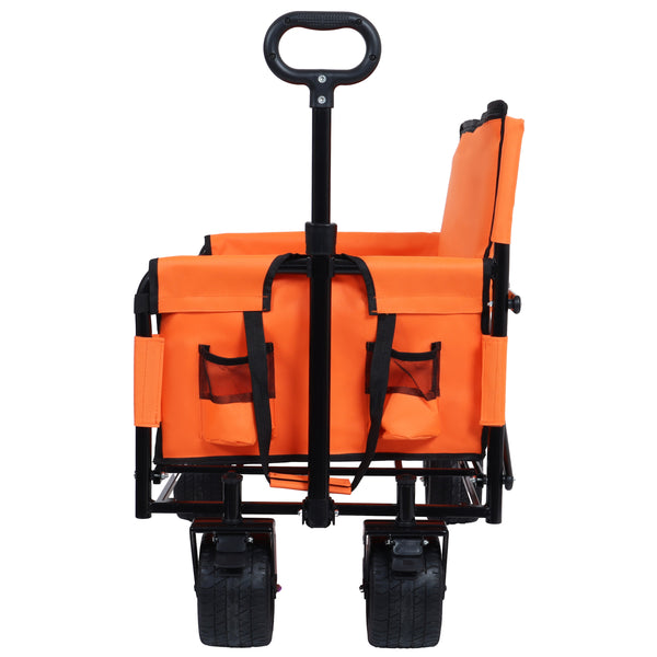 English Elm 3-in-1 Convertible Folding Wagon with Bench Seat Steel Frame 500lb Capacity Orange W2932P283542