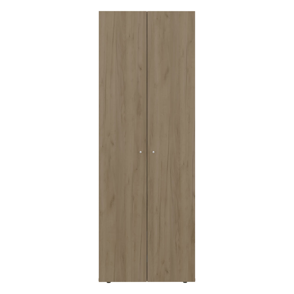English Elm Armoire 66.9" H With 2 Doors & 4 Shelves, Modern Natural Oak & White Design For Stylish Storage B097P395867