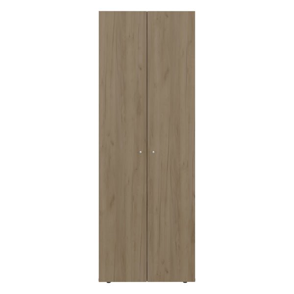 English Elm Armoire 66.9" H With 2 Doors & 4 Shelves, Modern Natural Oak & White Design For Stylish Storage B097P395867