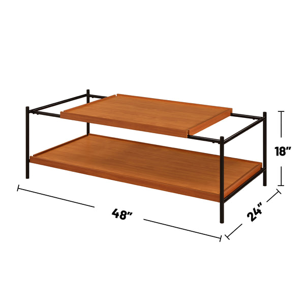 English Elm Rectangular Modern Coffee Table with Wood Top and Metal Frame, Two-Tone Finish for Stylish Living Black,Brown Oak B016P312862