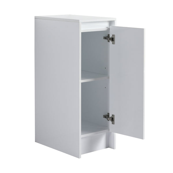 English Elm 12" Freestanding Bathroom Storage Cabinet With Soft-Close Doors & Adjustable Shelves In Glossy White W999P312104