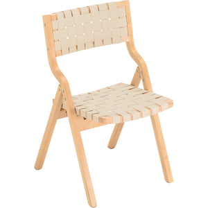 English Elm Wood Folding Dining Chairs with Rattan Woven Seat and Webbing Back Set of 2 Beige,Natural T3623P431378