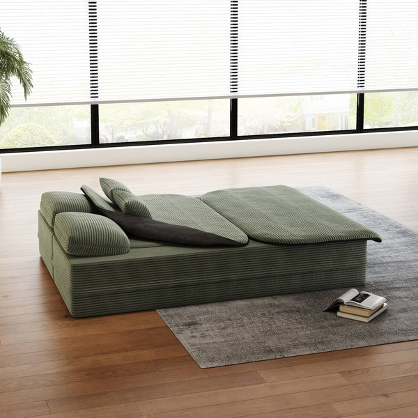 English Elm 75''2-In-1 Foldable Sofa Bed, Cozy Corduroy Lounge Chair With Blanket & Pillows For Versatile Relaxation W834P317048