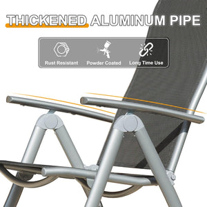 English Elm Patio Folding Chairs Set Of 2 – Lightweight, Adjustable Reclining Outdoor Chairs For Garden & Beach W1859P210825-GIGA