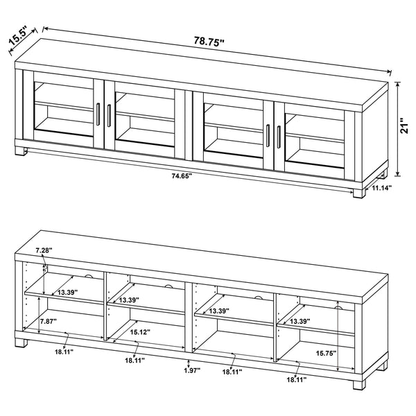 English Elm Arnaud Matte Black 3 Piece Entertainment Center with Media Towers for Living Room B062S01766