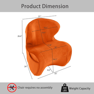 English Elm Ergonomic Floor Chair Velvet Upholstered Lumbar Support Seat for Reading Nook or Lounge Orange W1097P462004