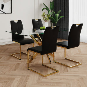 English Elm Modern Faux Leather Dining Side Chairs with Chrome Legs Ergonomic Set of 2 W210127291