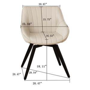 English Elm 63" Rectangular Mdf Dining Table Set Four Pu Leather Chairs Modern Kitchen W2189S00877