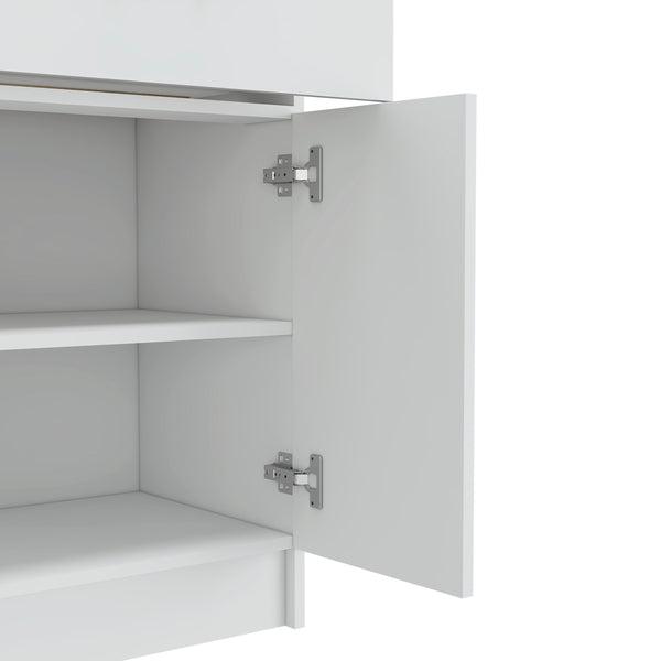 English Elm Oxford Melamine Pantry Cabinet with Drawer and Double Doors, Compact 23.6"W x 33.5"H Storage Solution B128P148780
