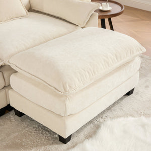 English Elm Cloud Sofa Single Seat - Modular Chenille Lounge Chair with Double-Layer Cushion, Ergonomic Support and Easy Assembly Beige W1143S00031