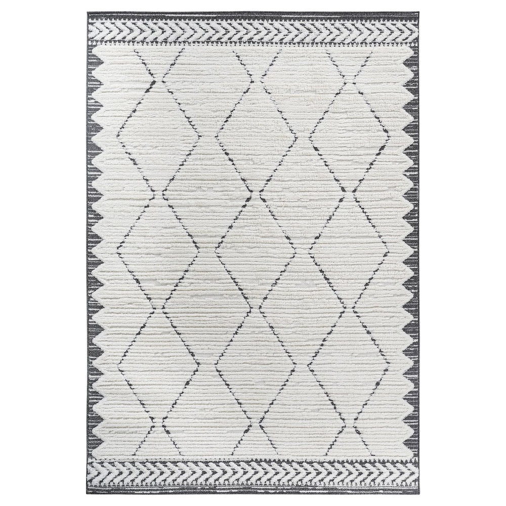 English Elm Step Collection Trellis Polypropylene Area Rug Geometric Bohemian Living Room Neutral B189P448814