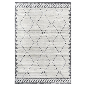 English Elm Step Collection Trellis Polypropylene Area Rug Geometric Bohemian Living Room Neutral B189P448814