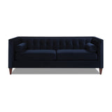 English Elm Jack 84" Modern Tuxedo Tufted Sofa, Dark Navy Blue Performance Velvet