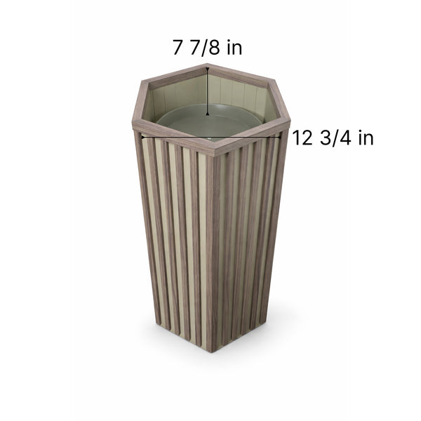 English Elm Hexagon Tall Column Planter Lightweight Aluminum Powder Coat Finish for Patio Entryway Ash Brown B2755P462193