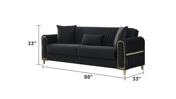 English Elm Melody Velvet Convertible Sleeper Sofa – Chic Modern Design With Metal Accents For Comfort & Style B009S01521