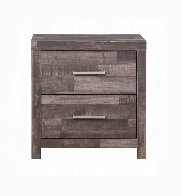 English Elm Contemporary Modern Wooden Nightstand with Two Drawers and Plank Pattern Top for Bedroom Storage Oak 29 L x 19 W x 28 H B011P317179