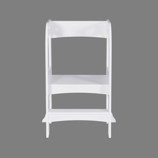 English Elm Child Standing Tower Montessori Toddler Step Stool for Kitchen & Bathroom, Safe MDF Learning Aid White 34.45 L x 20.08 W x 3.54 H W2297P194093