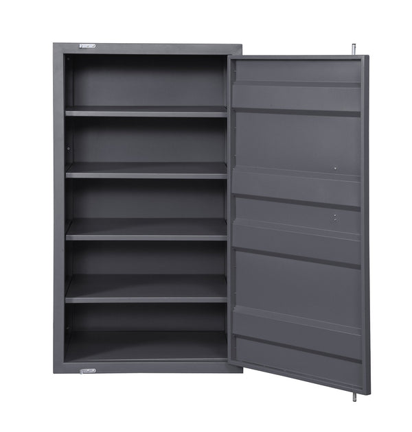 English Elm Gunmetal Industrial 1-Door Chest with Container-Lock Style Panels, 5 Compartments & 4 Shelves for Rugged Secure Storage (48" H x 28" W x 22" D) B062P209021