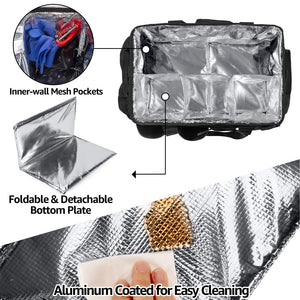 English Elm Picnic Bbq Caddy Bag with Aluminum Interior Mesh Pockets and Foldable Organizer W2181P481692