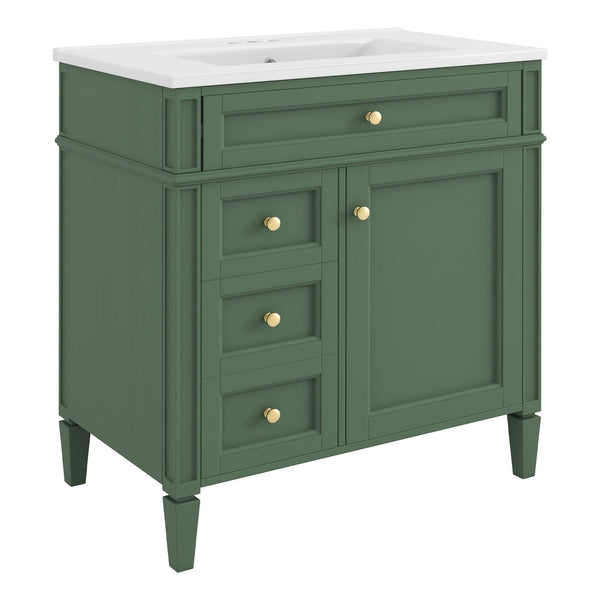 English Elm 30'' Modern Bathroom Vanity With Ceramic Sink, Ample Storage & Soft-Close Drawers For Elegance N710P206904F