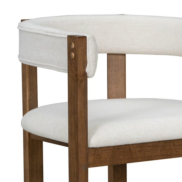 English Elm Dining Arm Chairs Set of 2 Barrel Back Rubberwood Frame with Cushioned Upholstery Beige N771P243844D
