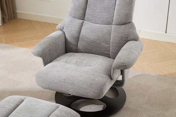 English Elm 069dr-ergonomic Swivel Recliner with Massage Heating Chenille Wingback Lounge Chair Grey W527S00010