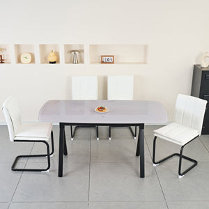 English Elm Modern Pu Leather Cantilever Dining Chairs Set of 4 with Steel Arc Frame for Kitchen W5123P454210
