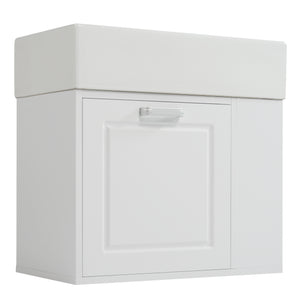 English Elm Christopher Knight Home® - 21.8" Wall-Mounted Bathroom Vanity with Ceramic Sink, Soft-Close Drawer, Adjustable Shelves & Tissue Holder White N759P292550K