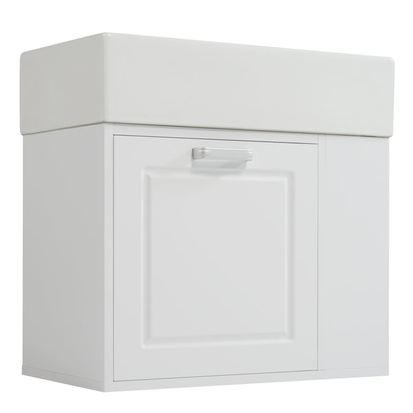English Elm Christopher Knight Home® - 21.8" Wall-Mounted Bathroom Vanity with Ceramic Sink, Soft-Close Drawer, Adjustable Shelves & Tissue Holder White N759P292550K