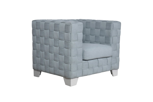 English Elm Saree Light Teal Chenille Accent Chair with Pocket Coil Seat, KD Legs, Plush Foam, Durable Frame B2726P256343