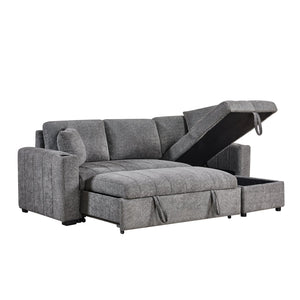 English Elm Seraphina Boucle Sleeper Sectional with Storage Chaise and Built-in Usb Charging B061S00964
