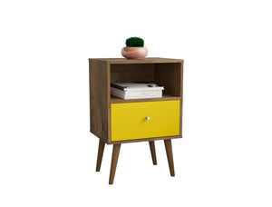 English Elm Liberty 18" Nightstand: Stylish Rustic Brown & Yellow Design With Storage For Small Spaces B365P398508