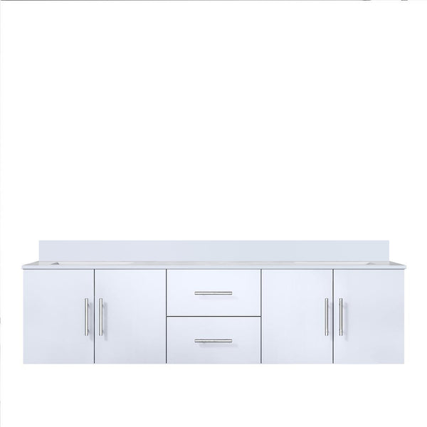 English Elm Glossy Solid Wood Double Bath Vanity 72" W x 22" D with White Quartz Top, Soft-Close Drawers, Ample Storage and Scratch-Resistant Surface B2731P258711