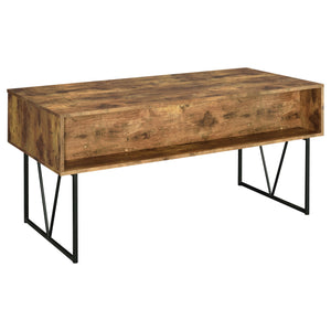 English Elm 1pc Rustic Industrial 63-inch 4-Drawer Writing Desk with Open Shelf, Wood Grain Top and Black Metal Legs Nutmeg Brown 74.21 L x 32.28 W x 6.5 H B011P362072