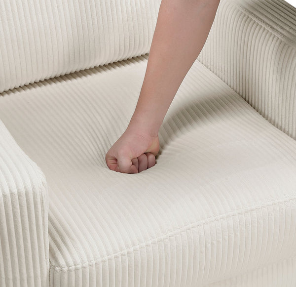 English Elm Modern Track Arm Beige Corduroy Chair with Cushioned Seat, Faux Wood Legs — Cozy Modern Living Accent B011P359658