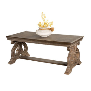 English Elm 1pc Coffee Table Modern Square Cocktail Table 42" with Lower Shelf, Casters for Easy Mobility and Style Oak 56 L x 31 W x 9 H B2741P361126