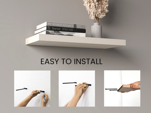 English Elm Ecco 31.5" Floating Shelves Set of 2 White Washed - Hidden Brackets, Sturdy Particle Board Display B070P351137