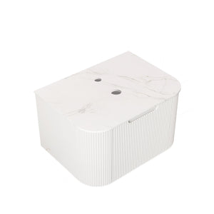 English Elm Dina Floating Bathroom Vanity Cabinet Sintered Stone Top Soft Close Drawer White W2615P396592