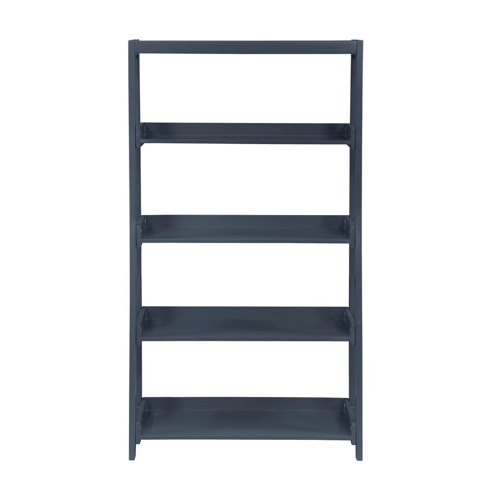 English Elm Modern Four Shelf Wooden Bookcase Vertical Storage Unit for Bedroom or Office Navy Blue B011P460077