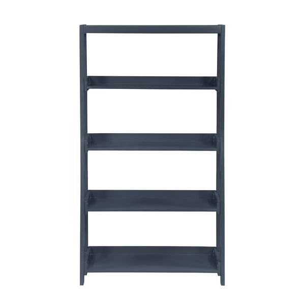 English Elm Modern Four Shelf Wooden Bookcase Vertical Storage Unit for Bedroom or Office Navy Blue B011P460077