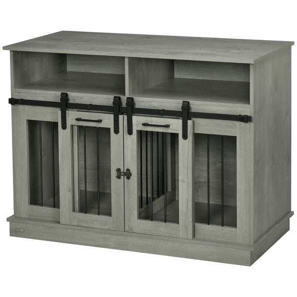 English Elm Pawhut Stylish Dog Crate Furniture & Storage Console For Large Dogs Or Two Small Pets, Gray Finish W2225P217163-GIGA