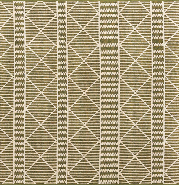 Unique Loom Outdoor Trellis Dalyan Machine Made Striped Rug Green, Ivory 5' 4" x 6' 1"