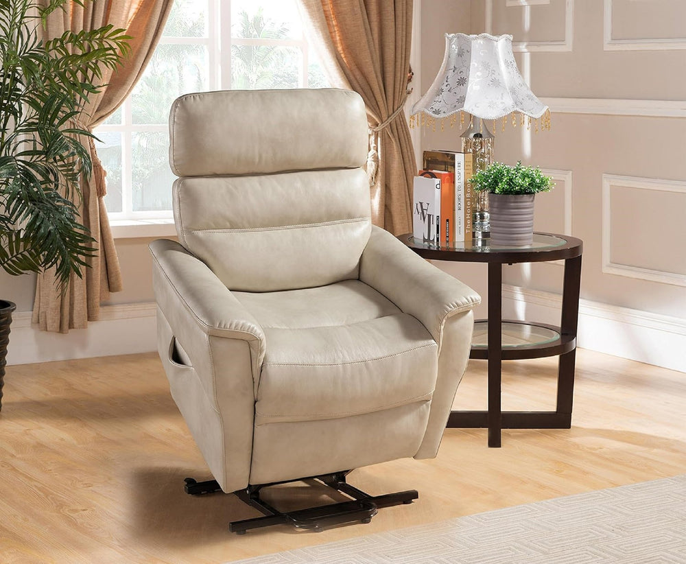 English Elm 1pc Power Lift Recliner Faux Leather Chaise Massager Lumbar Relief Modern Lounge B011P205580