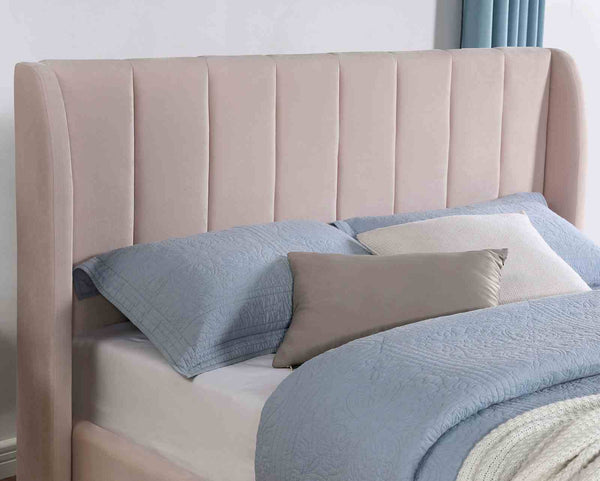 English Elm Contemporary Velvet Queen Bed Wingback Tufted Headboard with Gold Metal Legs Glam Bedroom B2741S00841