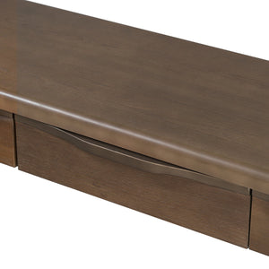 English Elm U_style Oak Veneer Console Table with Three Wave Drawers for Entryway or Foyer Brown N711P401926D