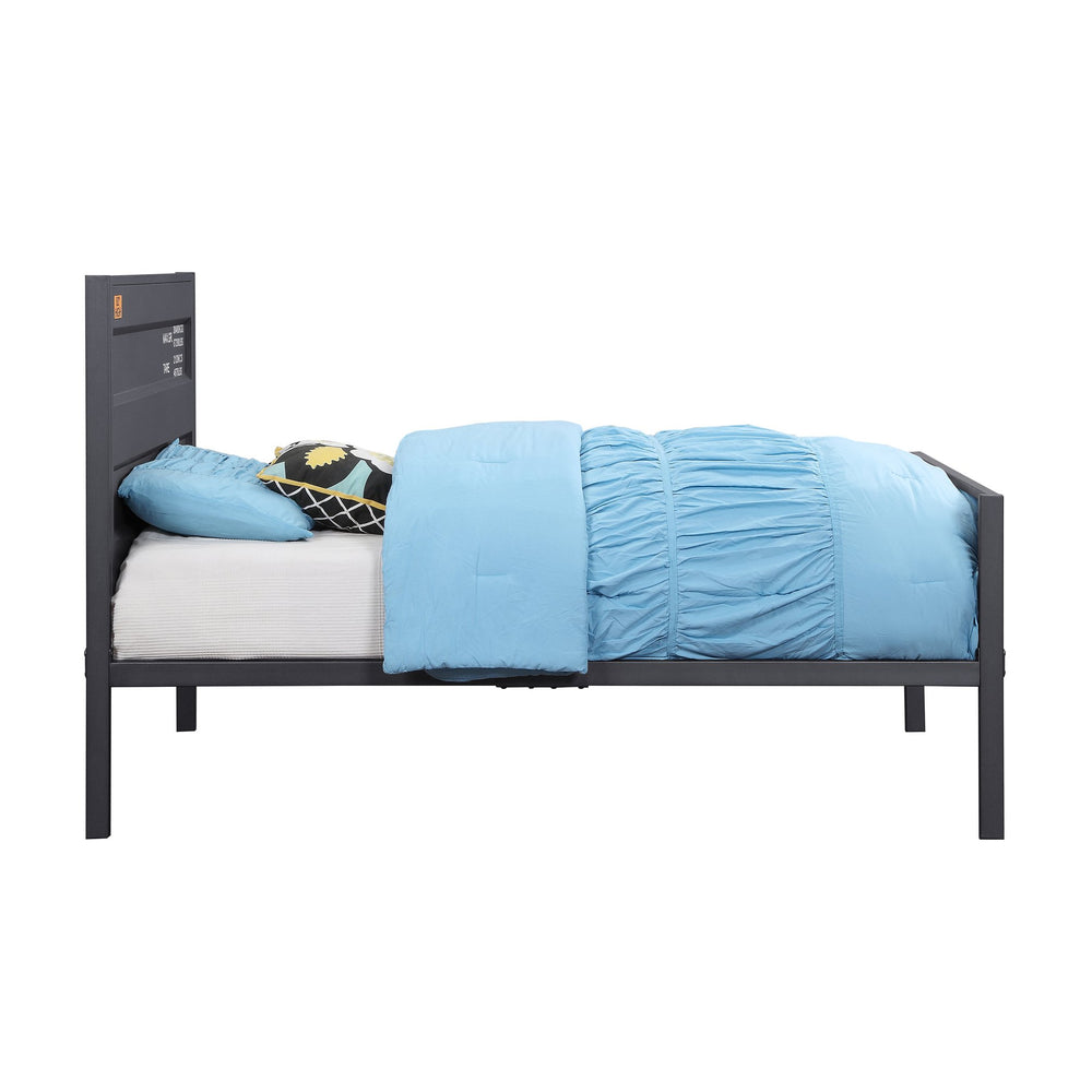 English Elm Gunmetal Cargo-Container Inspired Full Platform Bed with Panel Headboard, Industrial Metal Frame, Box Spring-Free B062P186465