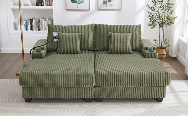 English Elm Swivel Barrel Accent Chair Chenille Tufted Round Club Seat for Living Room Lounge Green N719S002270F