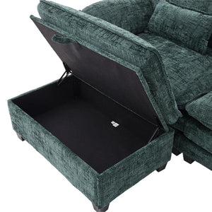 English Elm United Oversized 112" Sectional Sofa Cloud Couch - Modern Chenille L-Shaped With Storage Ottoman & Usb W1568S00191-GIGA