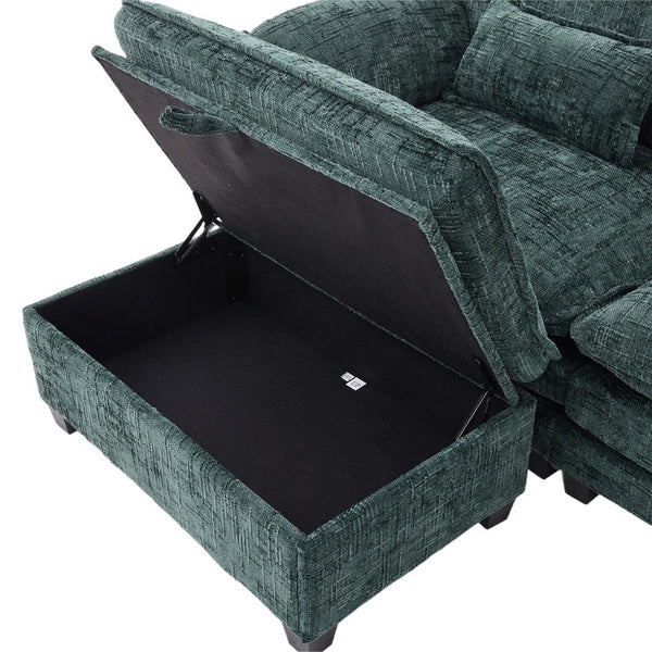 English Elm United Oversized 112" Sectional Sofa Cloud Couch - Modern Chenille L-Shaped With Storage Ottoman & Usb W1568S00191-GIGA